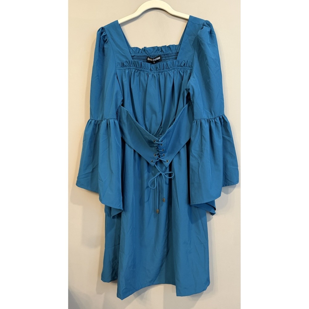 Scarlett Darkness Renaissance Off Shoulder Lace Up Corset Dress with Pockets Med